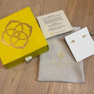 Kendra Scott earrings, Nola gold stud earrings, iridescent drusy, EUC, with box